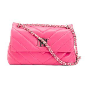 BADGLEY MISCHKA V Quilted Medium Crossbody With Turn Lock Closure Hot Pink NWT